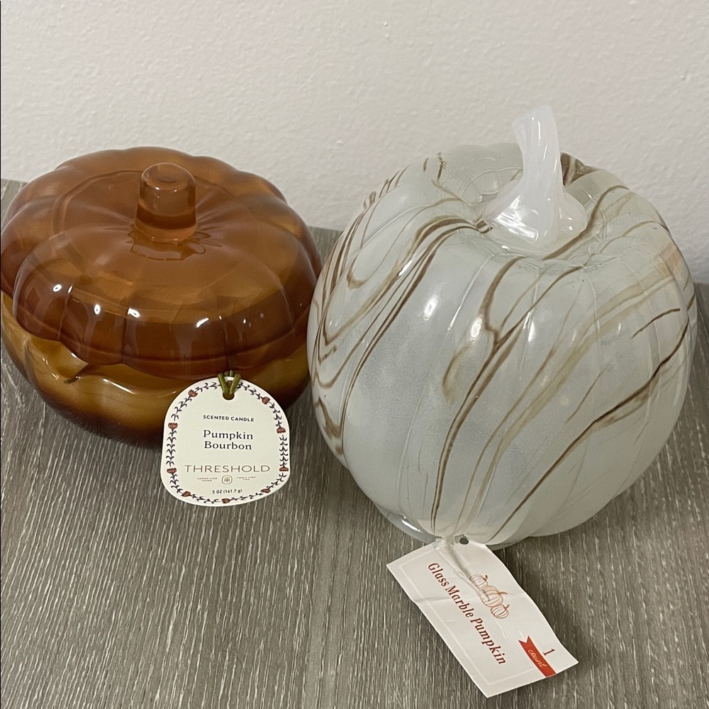 Glass Pumpkin Decor Set